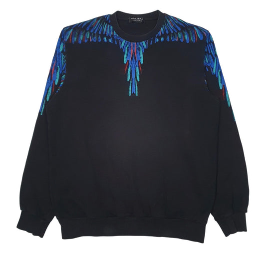Mens Black Marcelo Burlon Wings Crewneck Jumper