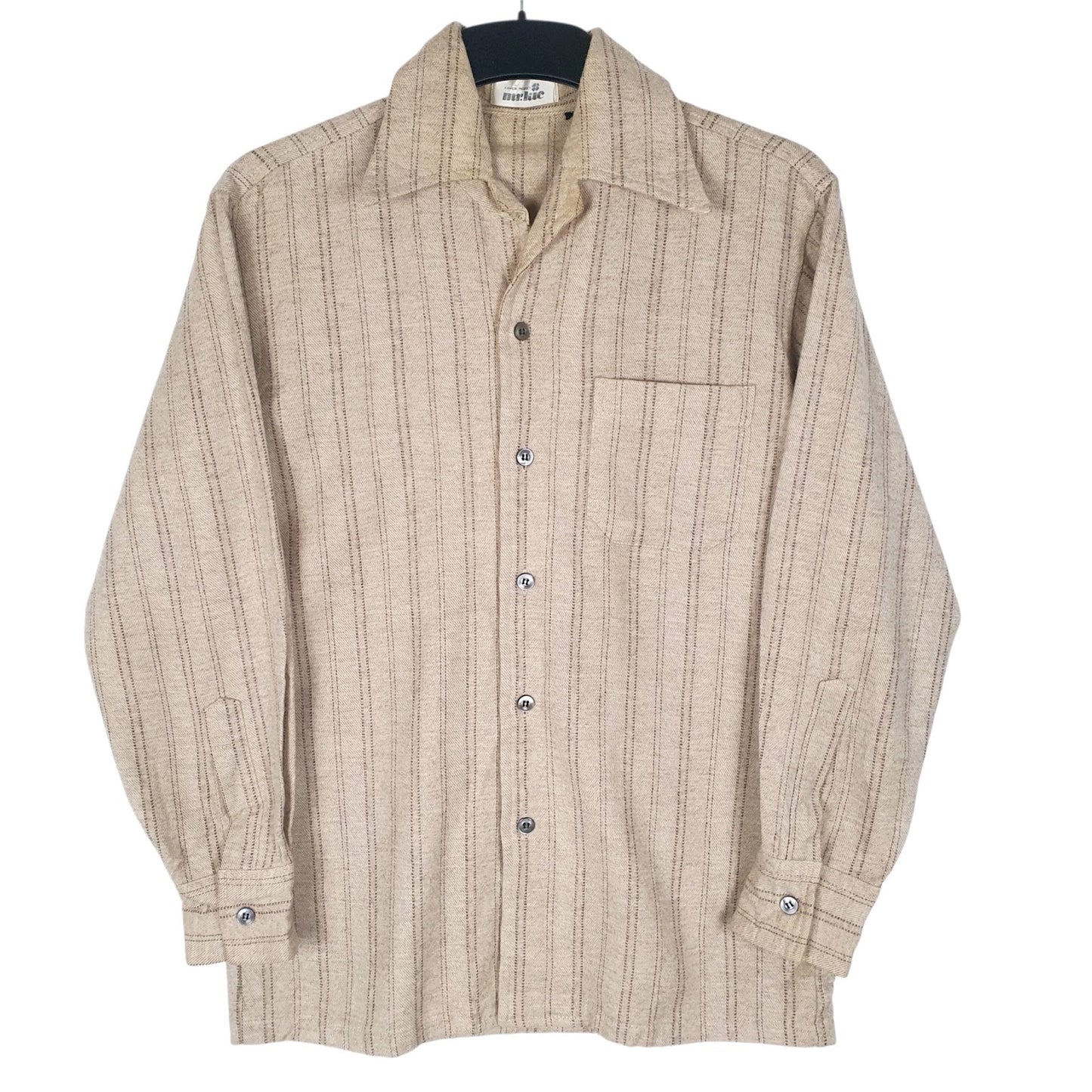 Mens Beige Mr. Kic Flannel Long Sleeve Shirt