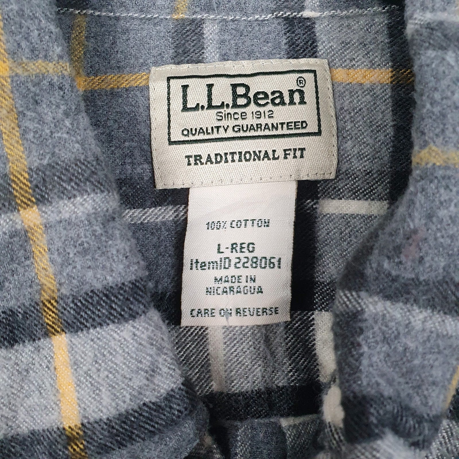 Mens Grey L.L.Bean Flannel  Shirt