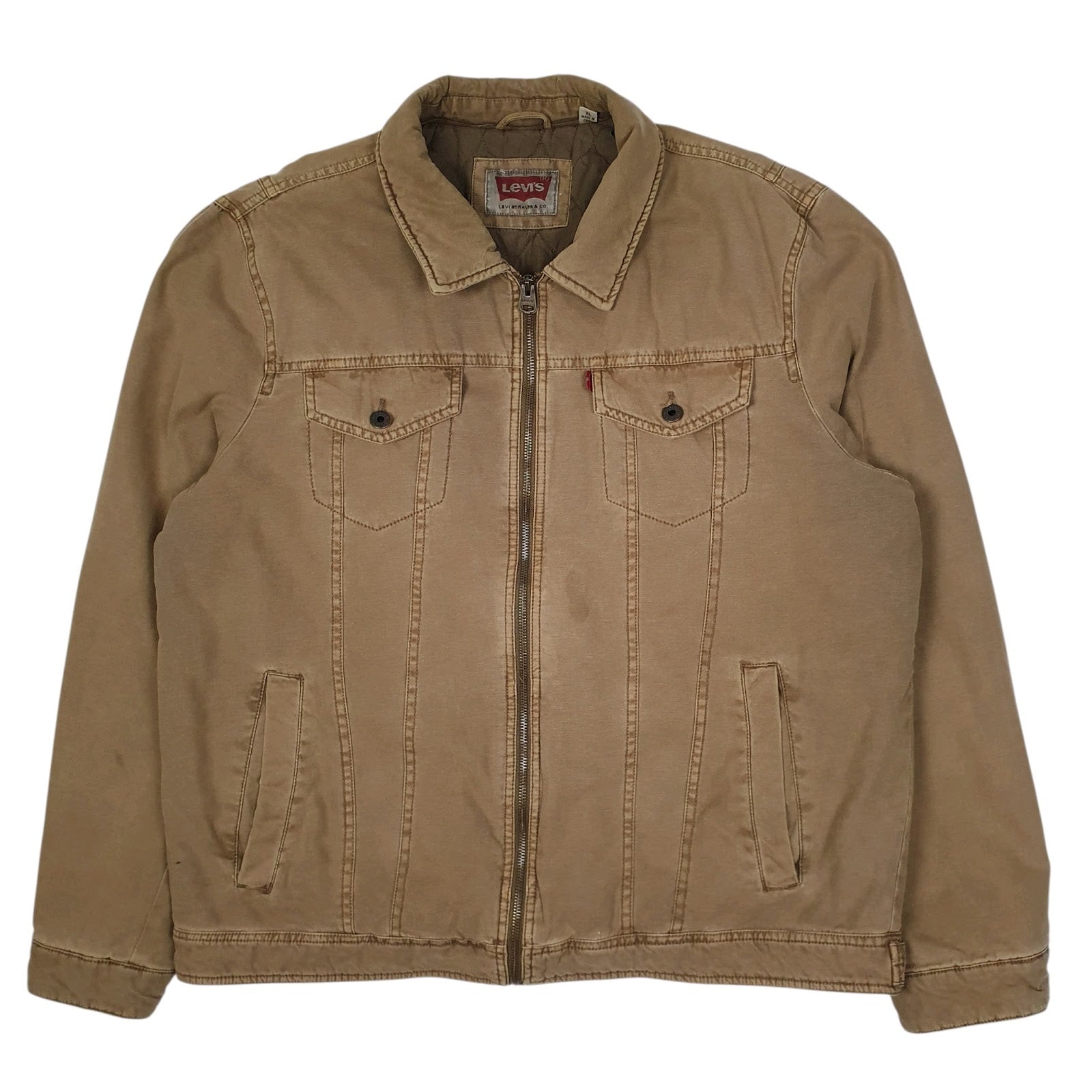 Mens Brown Levis Type 3 Canvas Bomber Windbreaker  Coat