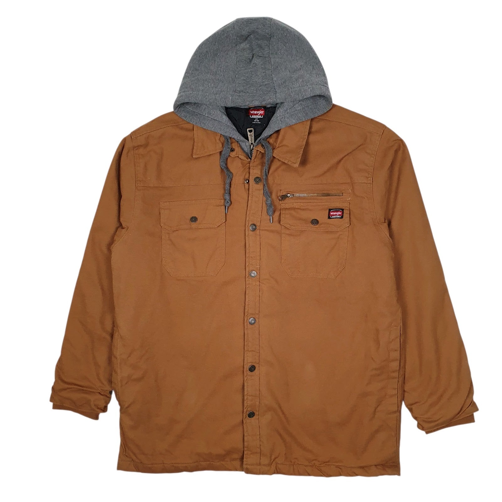 Mens Brown Wrangler Chore Windbreaker Hoodie  Coat