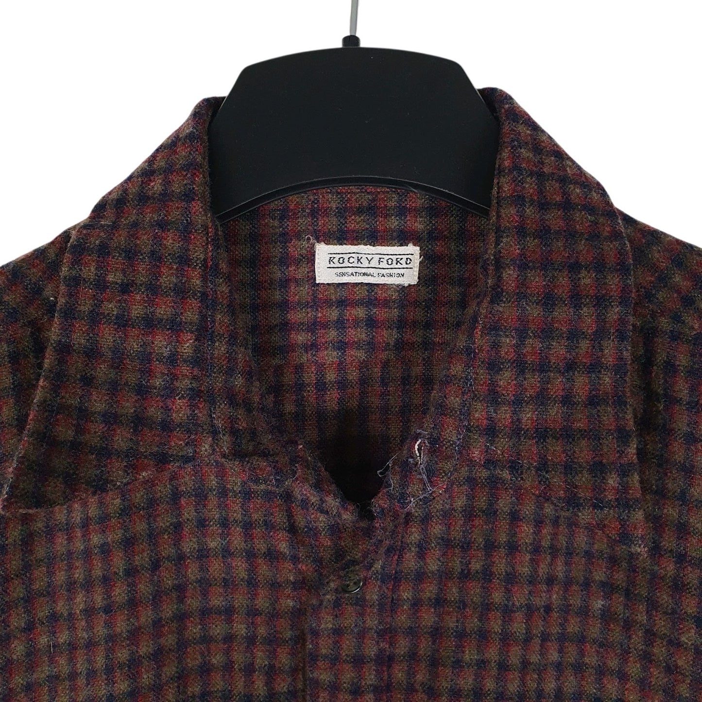 Mens Burgundy Rocky Ford Vintage 90s Plaid Flannel  Shirt