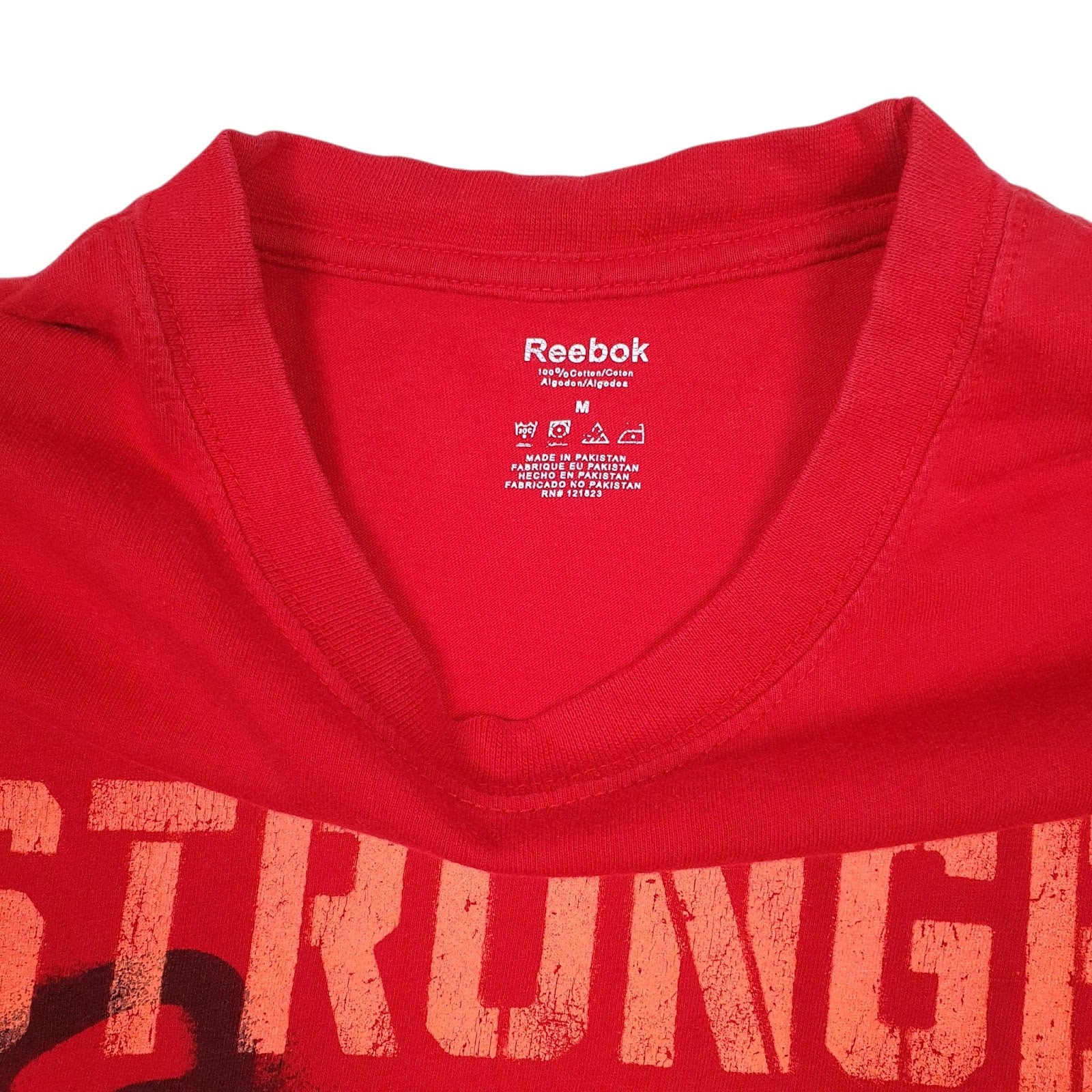 Mens Red Reebok Stronger Weightlifting  T Shirt