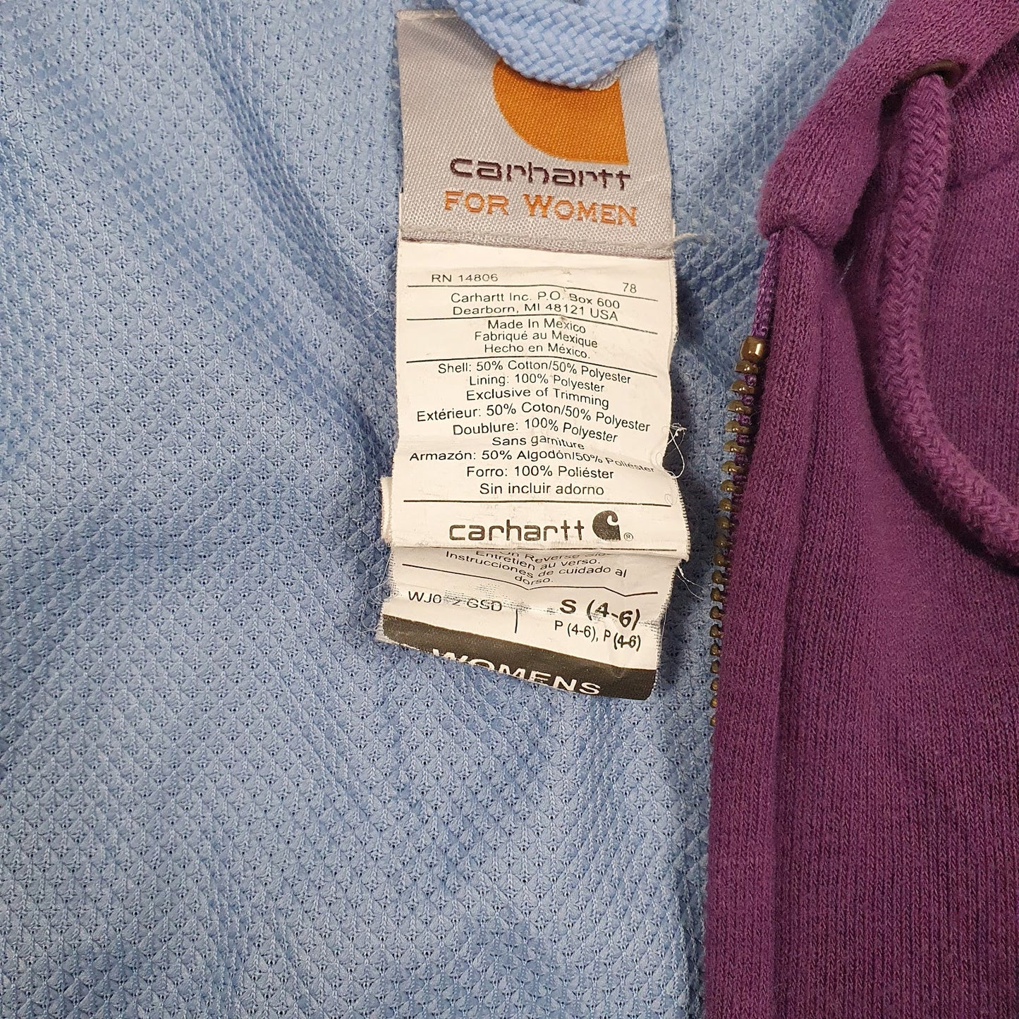 Womens Purple Carhartt  Full Zip Jumper
