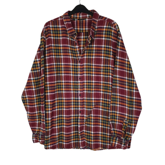 Mens Burgundy Bpc Plaid Flannel Long Sleeve Shirt