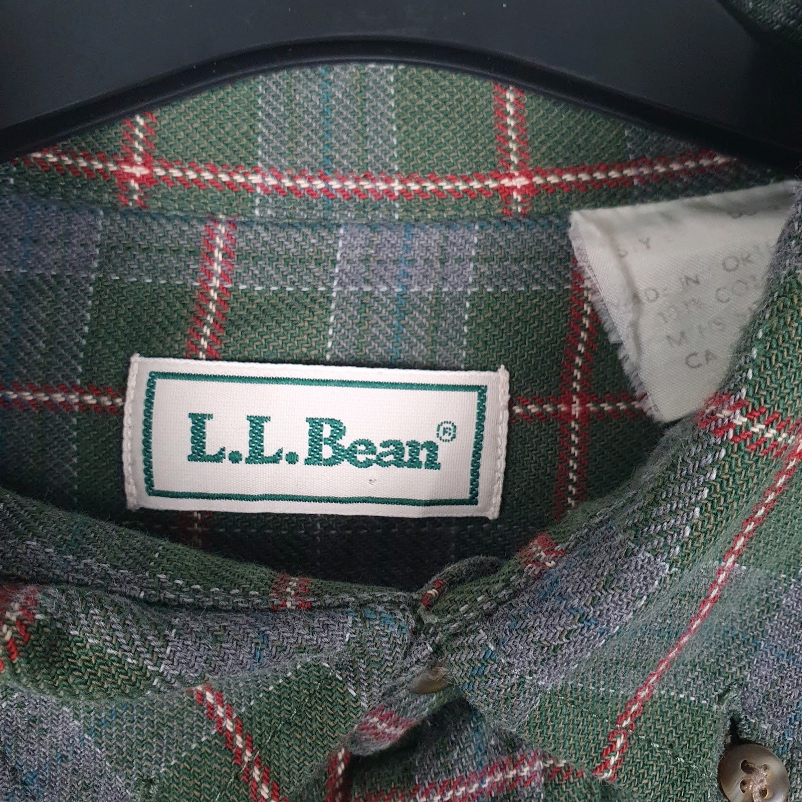 Mens Green L.L.Bean Flannel  Shirt