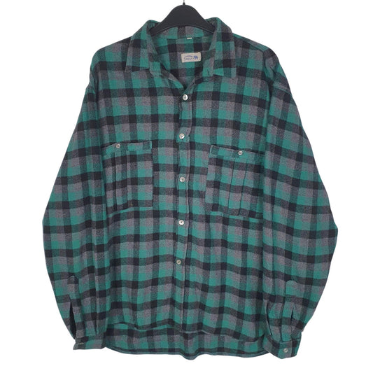Mens Green Rhino Vintage Flannel Long Sleeve Shirt