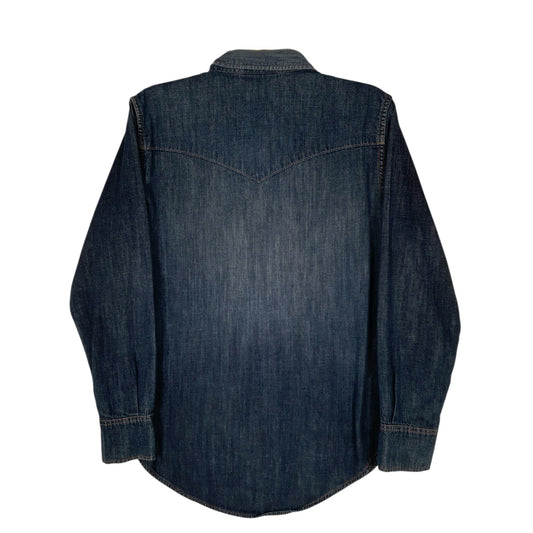 Mens Blue Wrangler Denim Western Cowboy Shacket  Shirt
