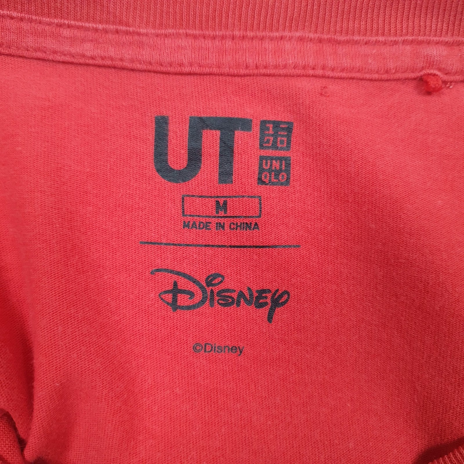 Mens Red Uniqlo Disney Mickey Mouse  T Shirt