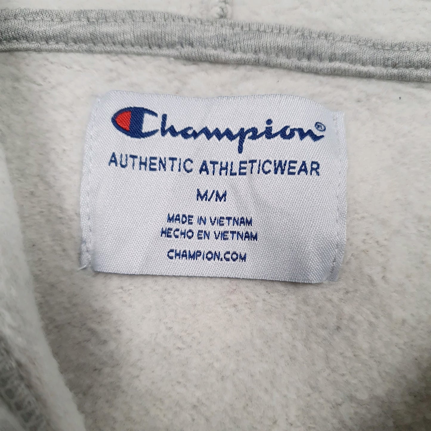 Mens Grey Champion Spellout Hoodie Jumper