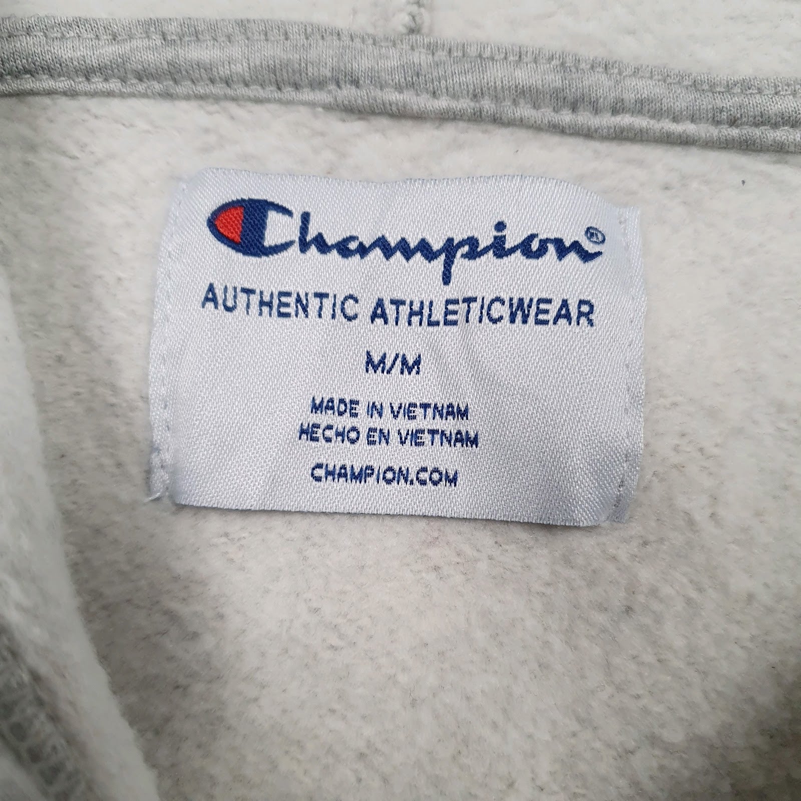 Mens Grey Champion Spellout Hoodie Jumper