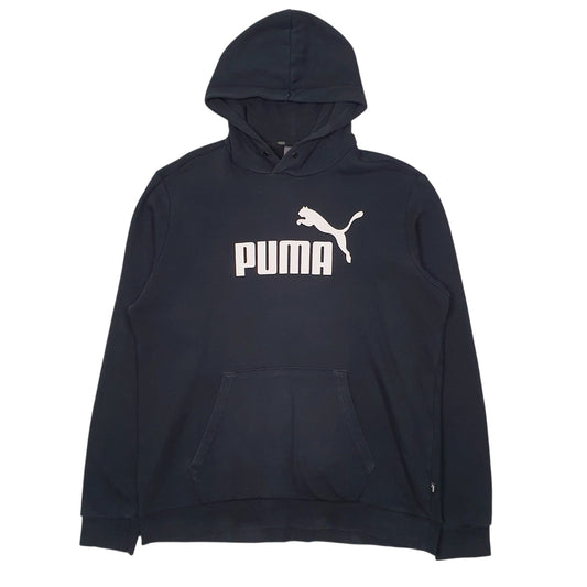Mens Black Puma Spellout Hoodie Jumper
