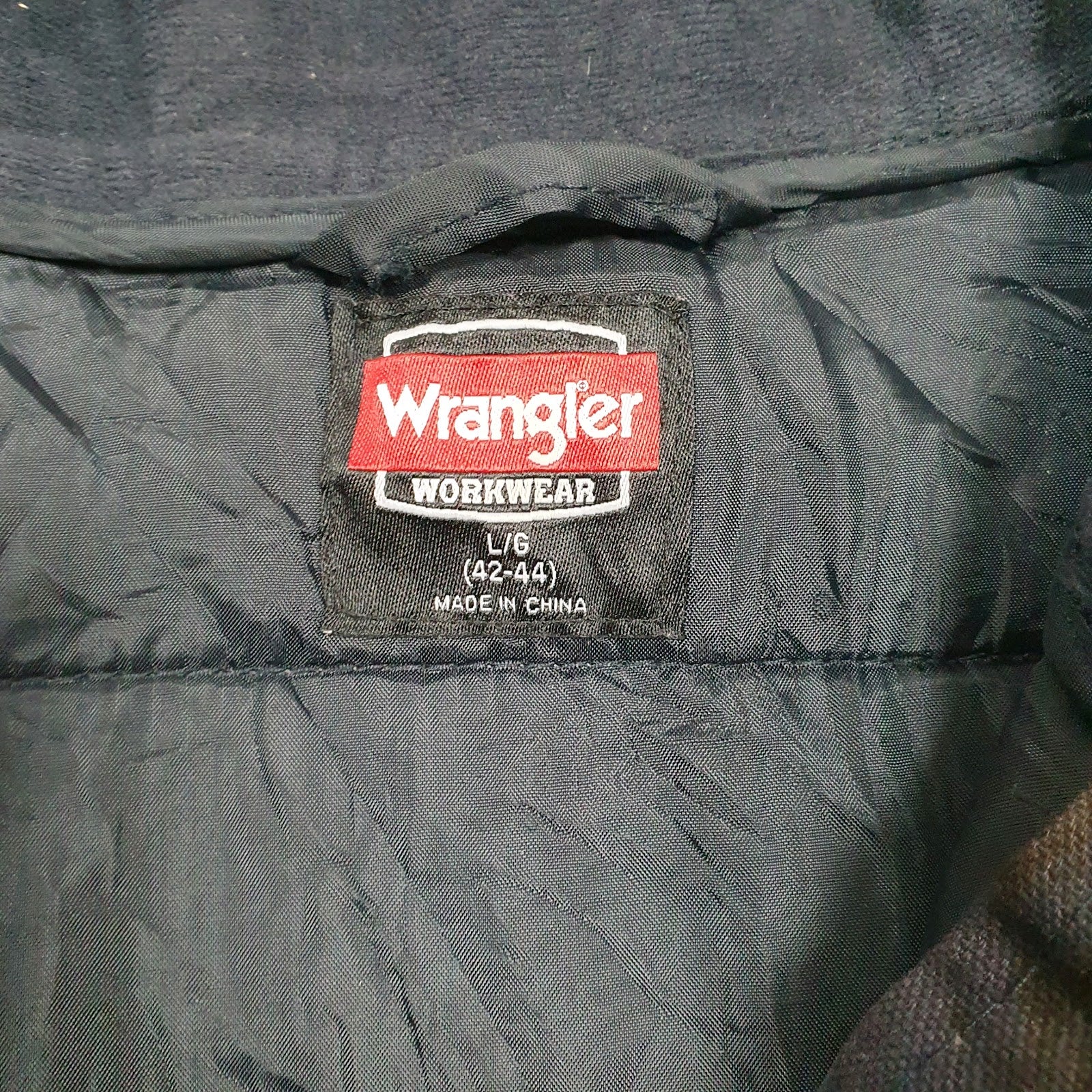 Mens Navy Wrangler Workwear Padded Hooded  Coat