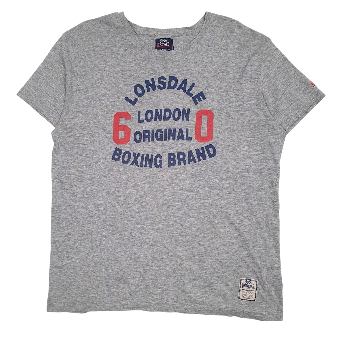 Mens Grey Lonsdale  Short Sleeve T Shirt