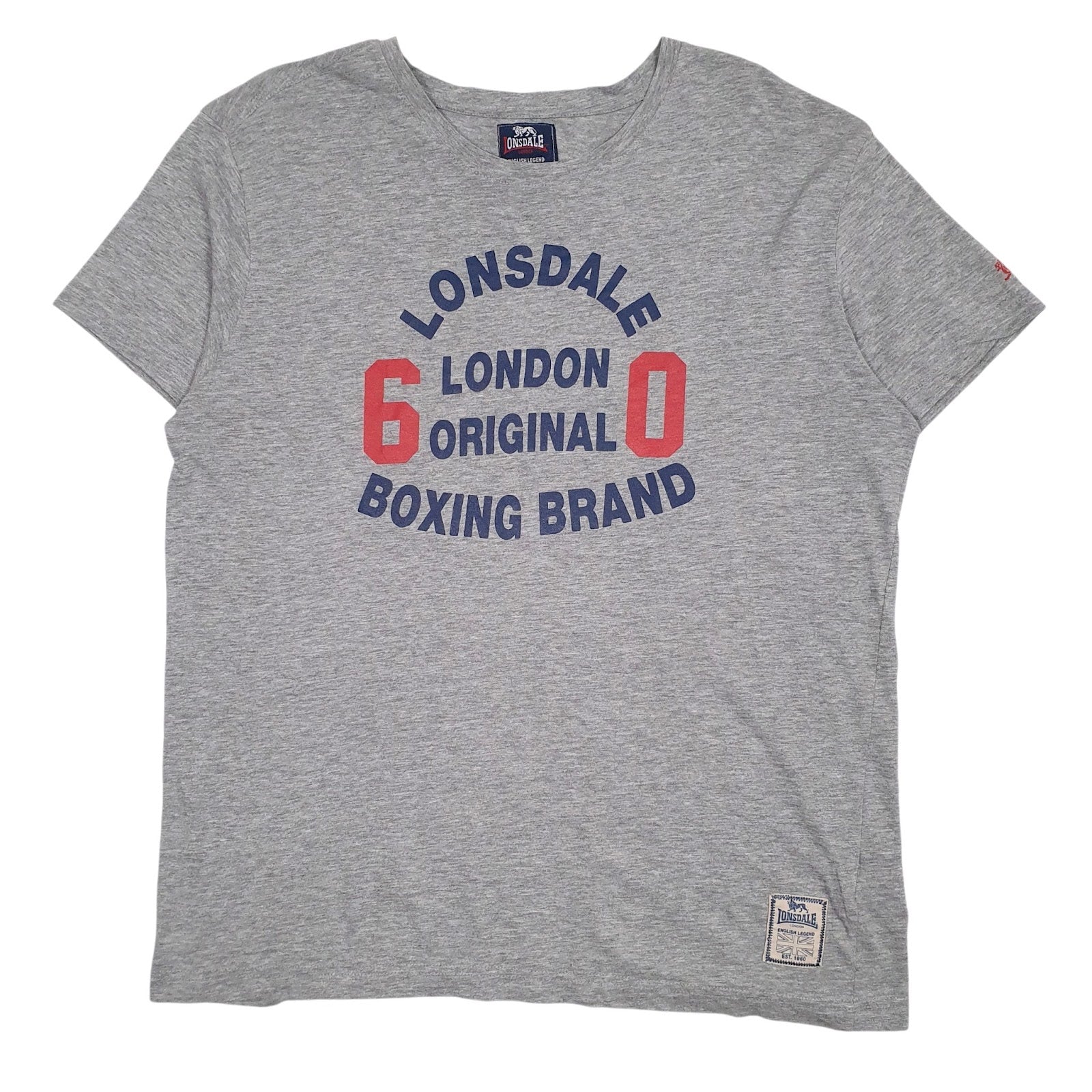 Mens Grey Lonsdale  Short Sleeve T Shirt