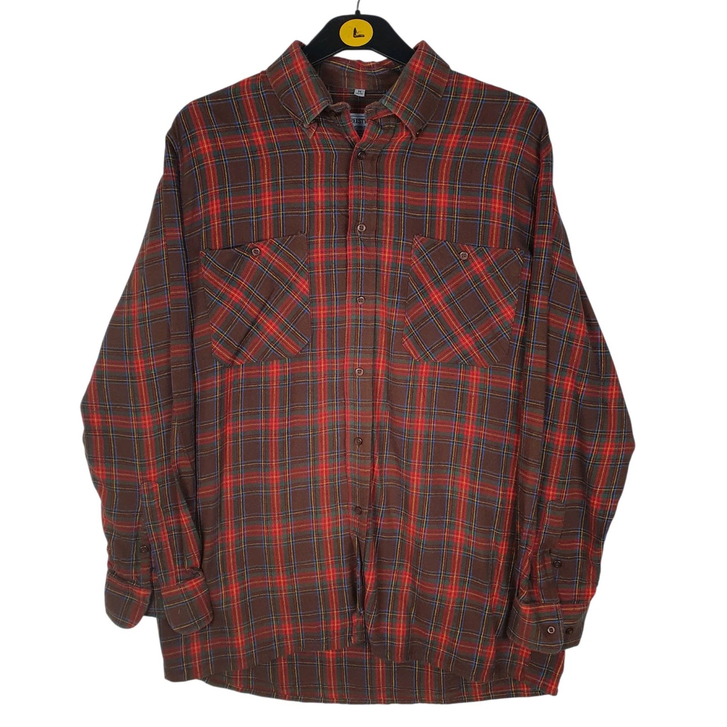 Mens Brown Freestyle Flannel Long Sleeve Shirt