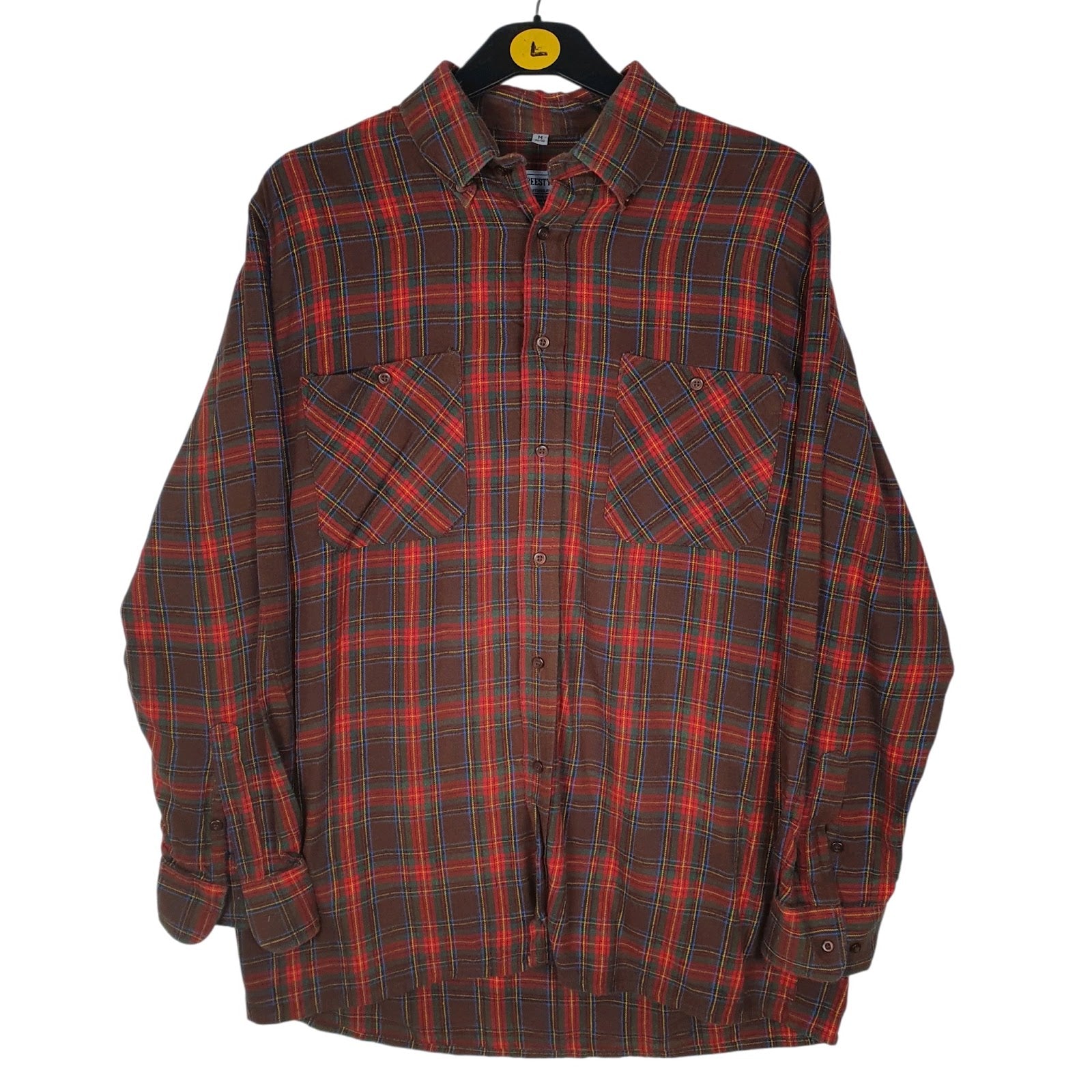 Mens Brown Freestyle Flannel Long Sleeve Shirt