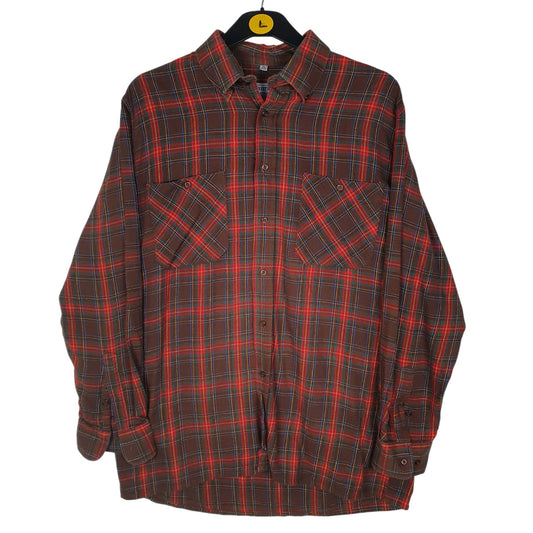 Mens Brown Freestyle Flannel Long Sleeve Shirt