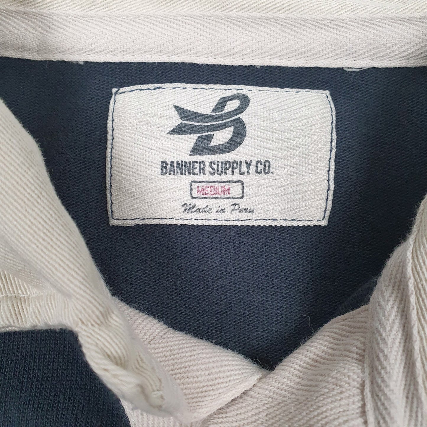 Mens Grey Banner Supply Rugby Crewneck Polo Shirt