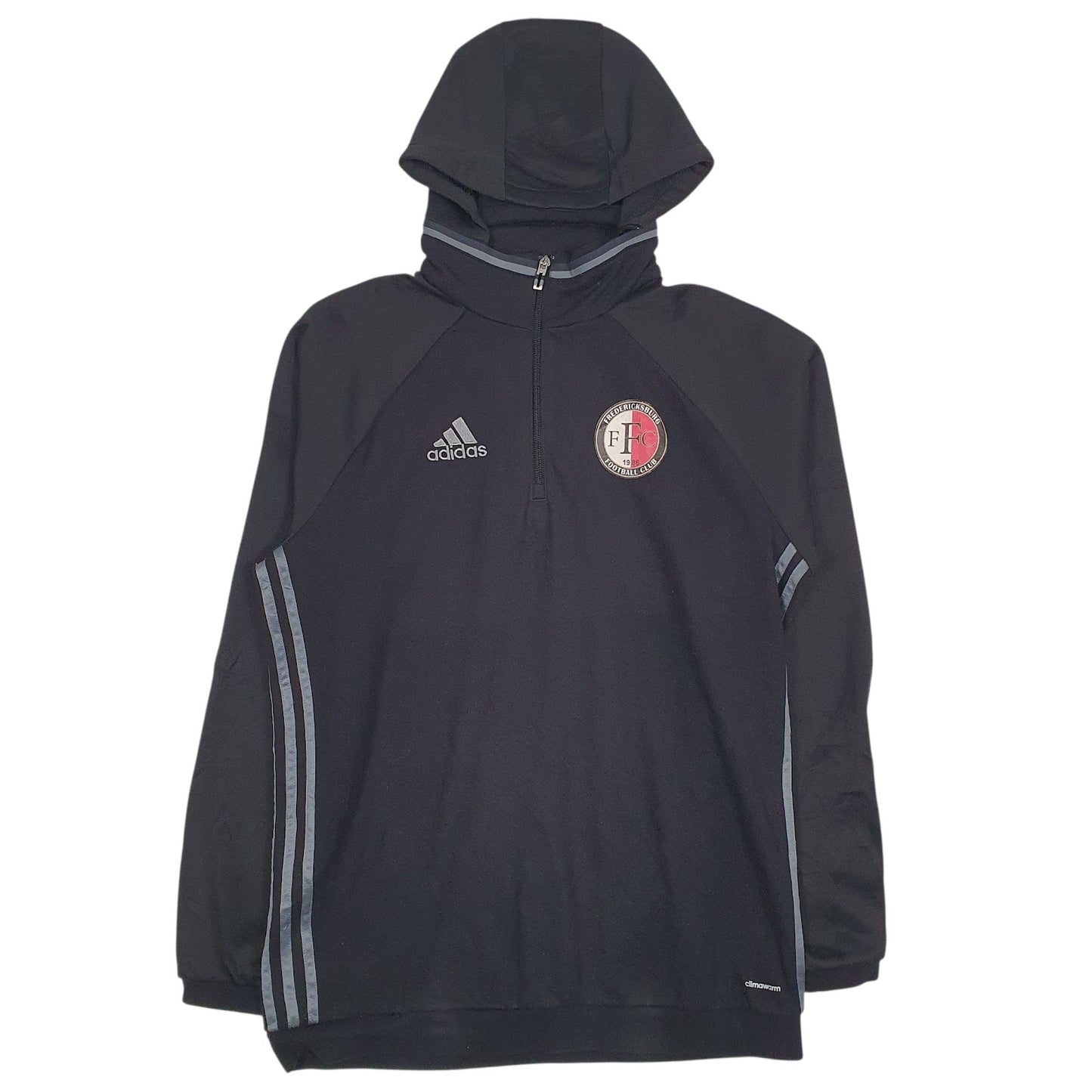 Mens Black Adidas Hooded Climawarm Fredericksburg Football Club Quarter Zip Jumper