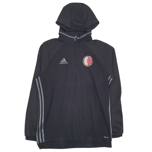 Mens Black Adidas Hooded Climawarm Fredericksburg Football Club Quarter Zip Jumper