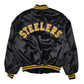 Mens Black Locker Line Vintage 90s Pittsburgh Steelers NFL Hoodie Coat