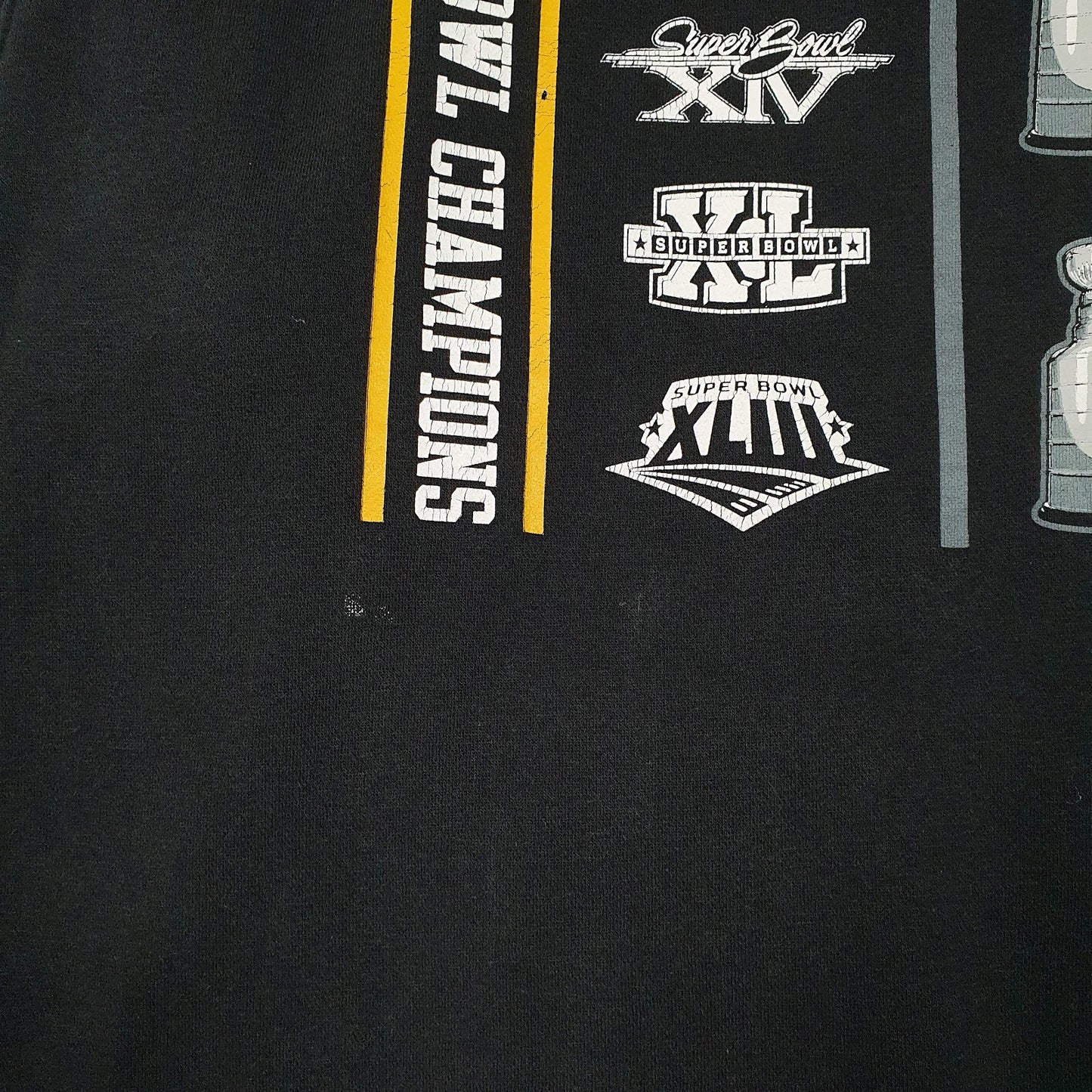 Mens Black Reebok Steel City Pittsburgh Steelers Penguins NFL NHL Hoodie Jumper