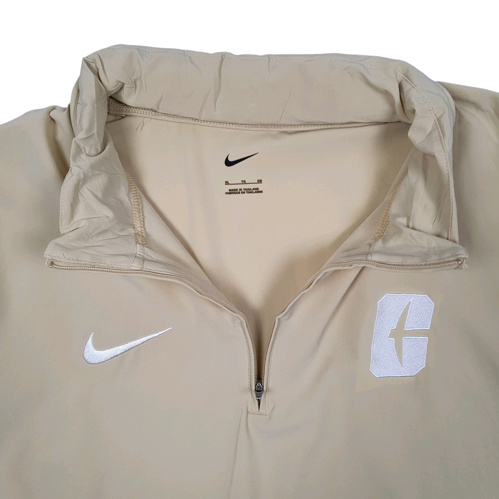 Mens Cream Nike Short Sleeve Crewneck Coat