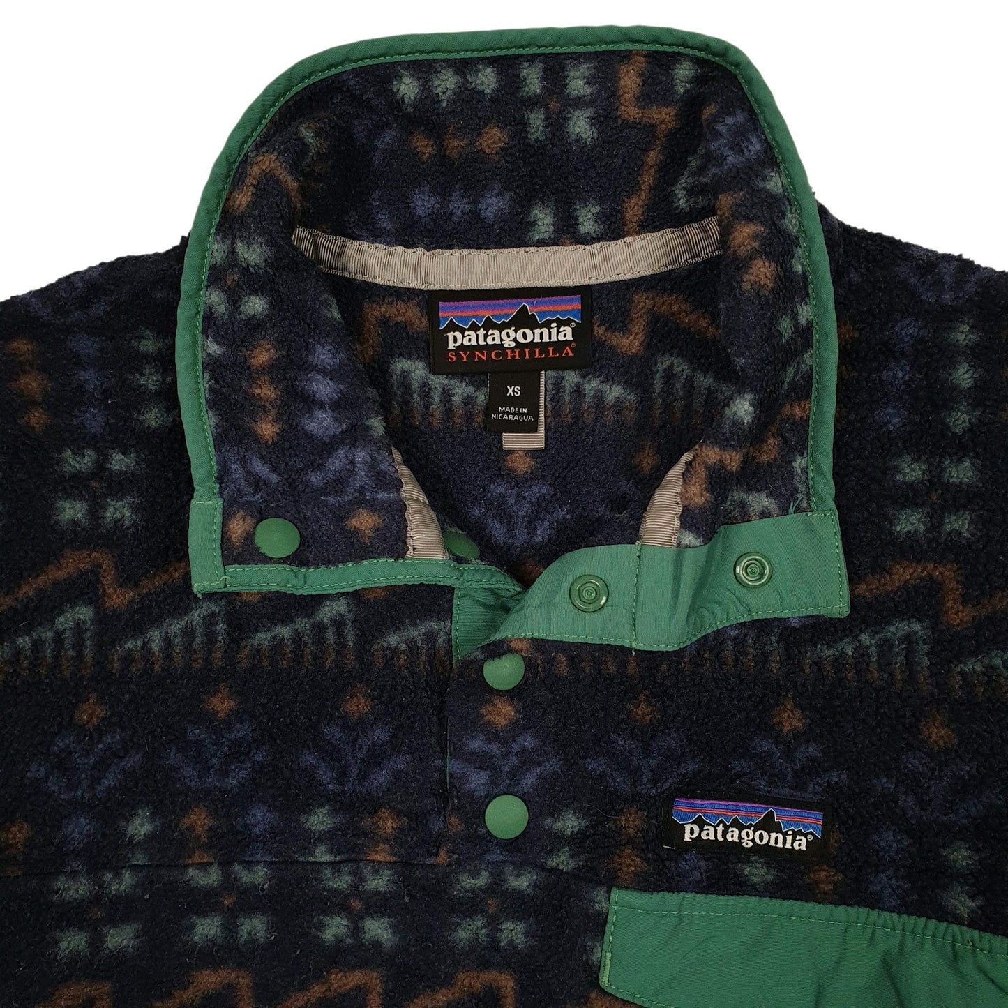 Mens Navy Patagonia Synchilla Aztec Quarter Zip Jumper