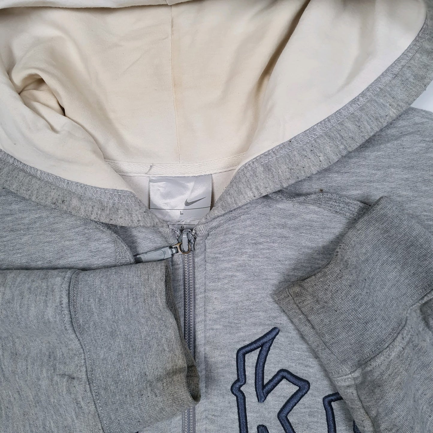 Mens Grey Nike Vintage 00s Hoodie Full Zip Jumper