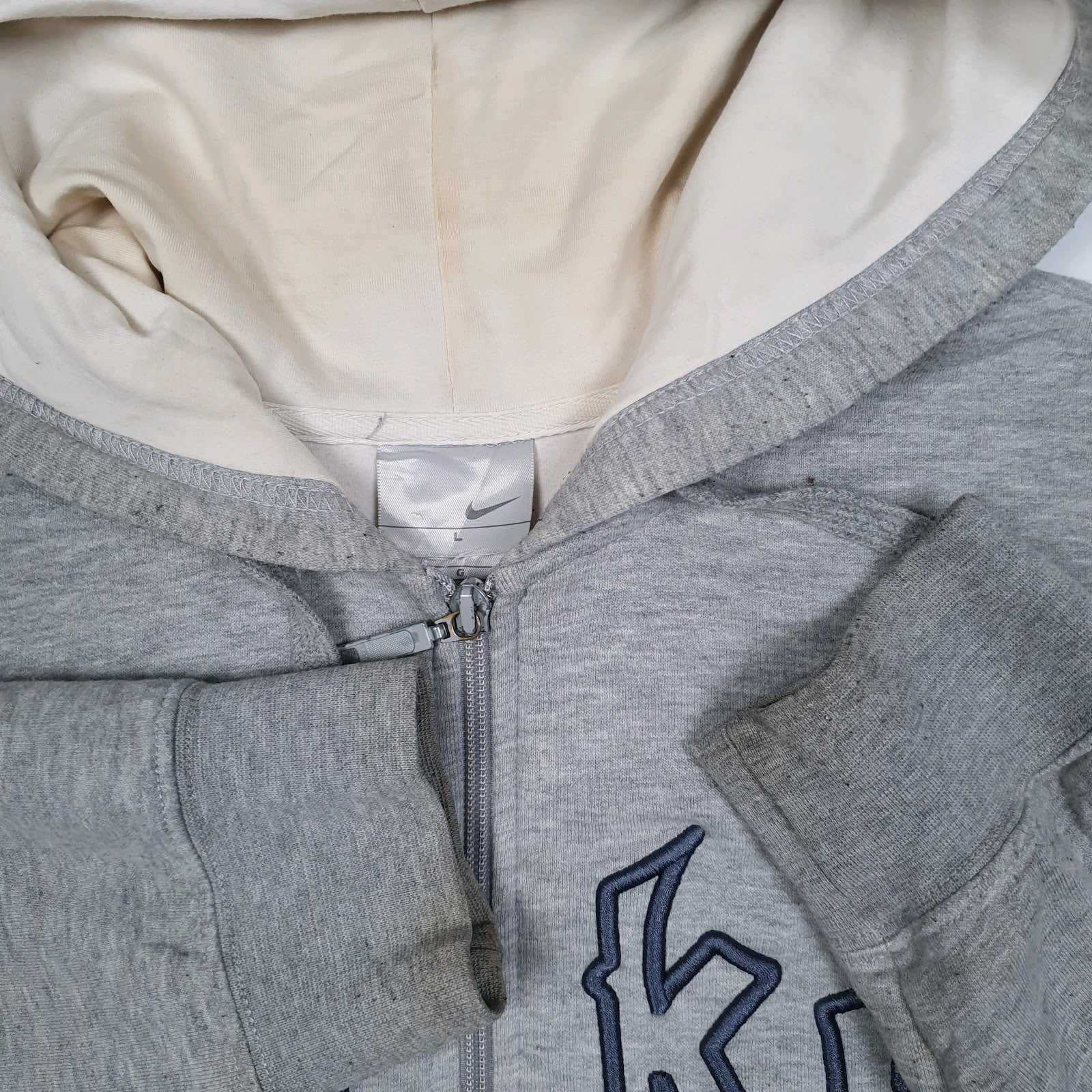 Mens Grey Nike Vintage 00s Hoodie Full Zip Jumper