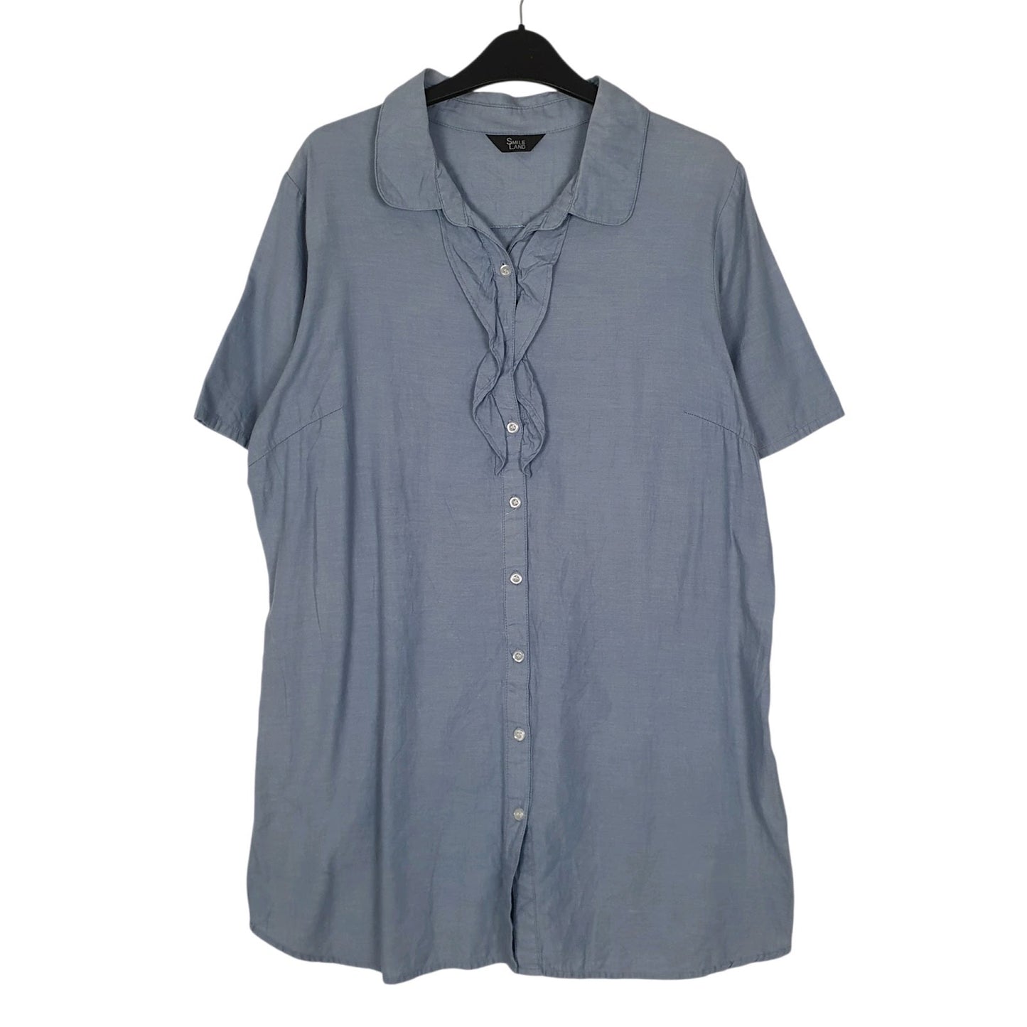 Womens Blue Smile Land  Short Sleeve Shirt