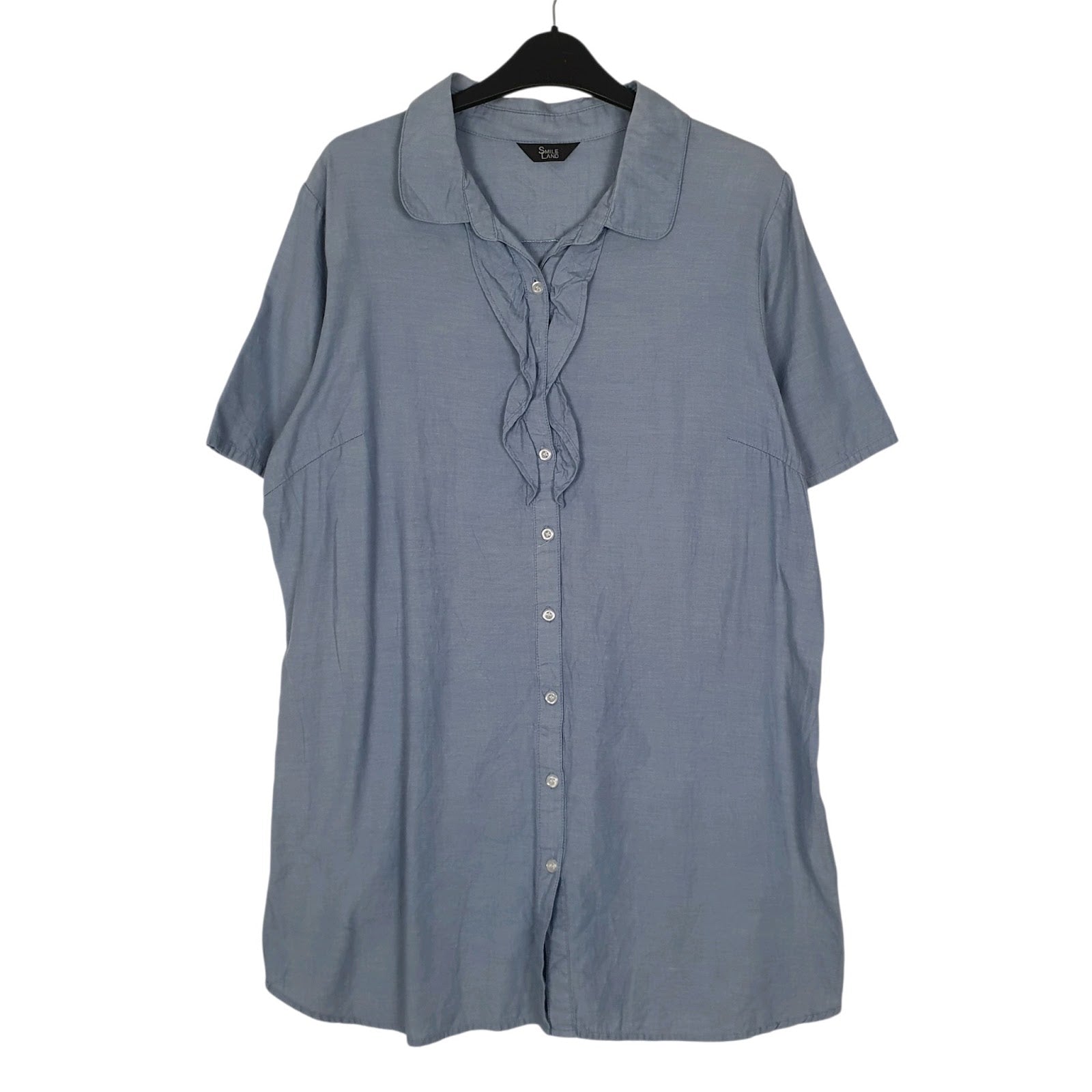 Womens Blue Smile Land  Short Sleeve Shirt
