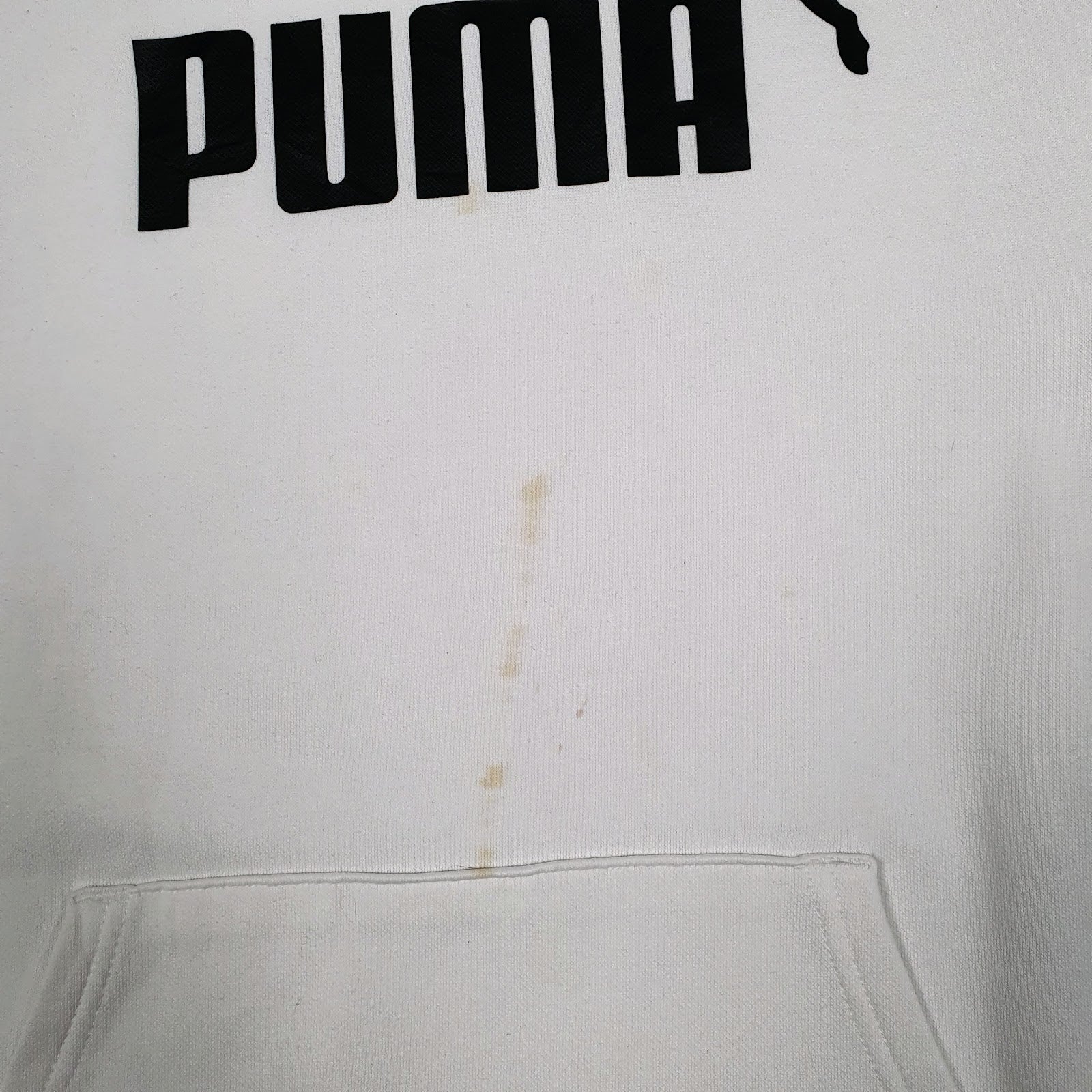 Mens White Puma  Hoodie Jumper