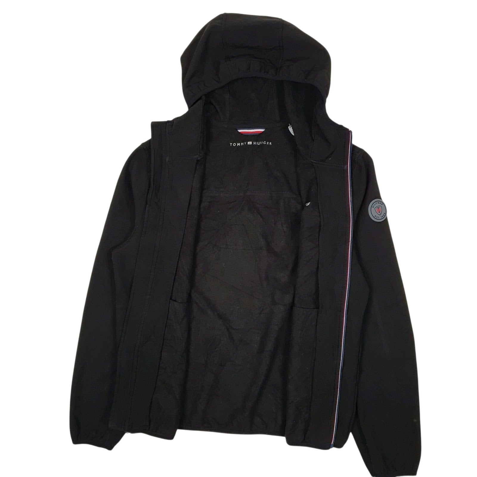 Mens Black Tommy Hilfiger Softshell Hoodie  Coat