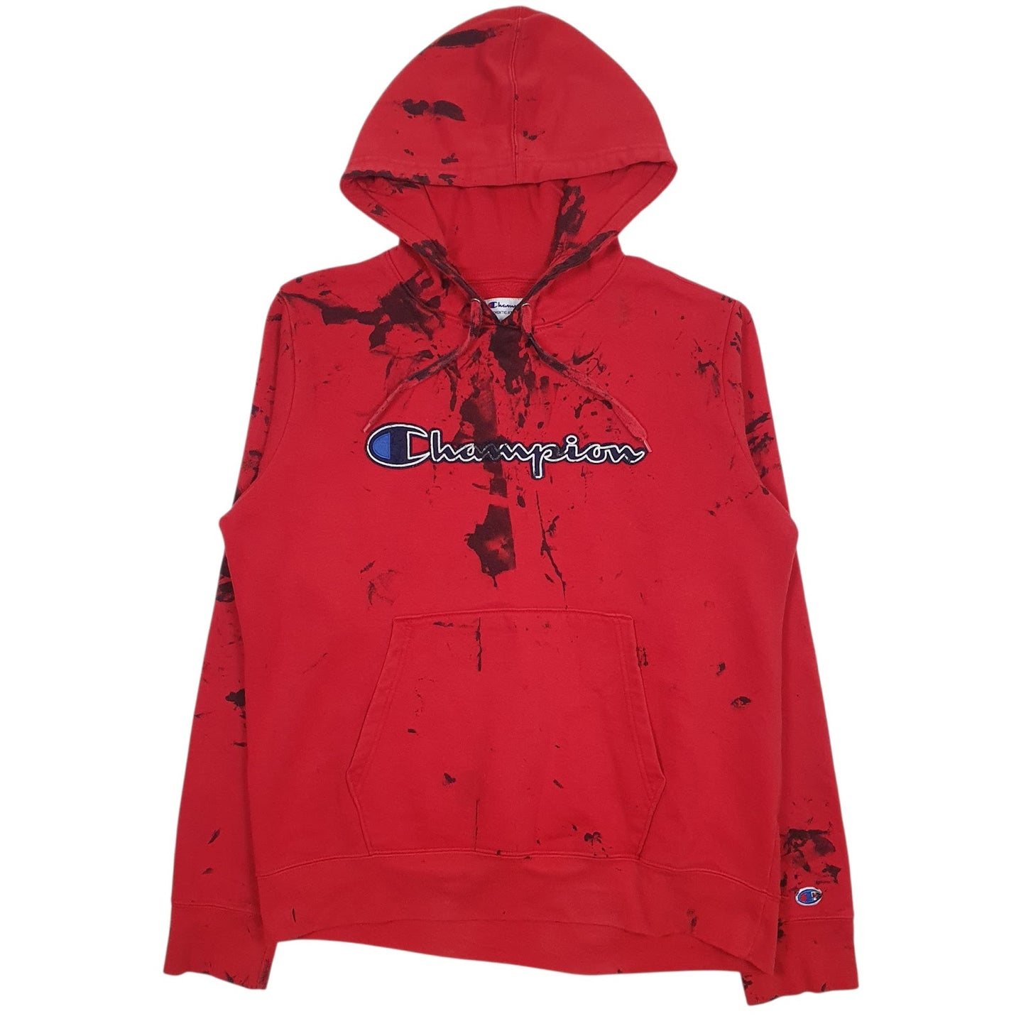 Mens Red Champion Spellout Hoodie Jumper
