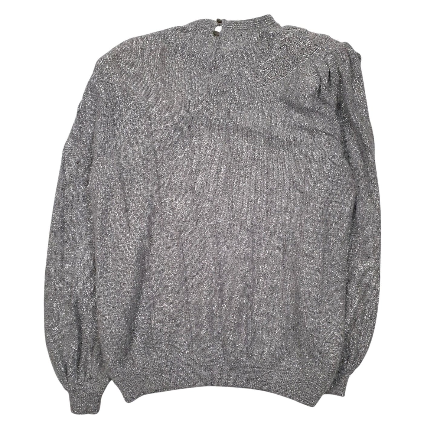 Womens Grey Symions Creation Vintage Glitter Shoulder Pads Crewneck Jumper