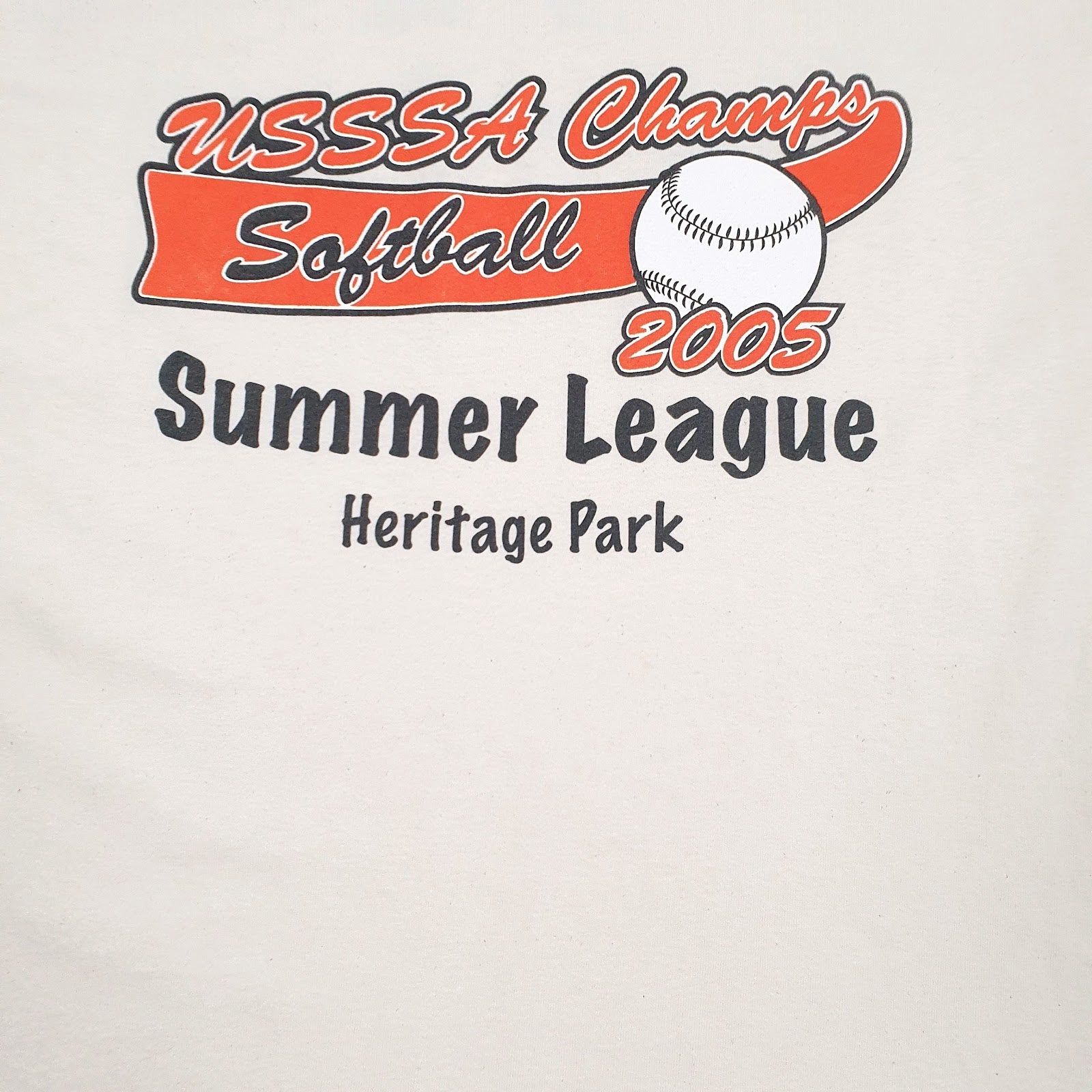 Mens Beige Fruit Of The Loom Vintage 00s USSSA Champs Softball  T Shirt