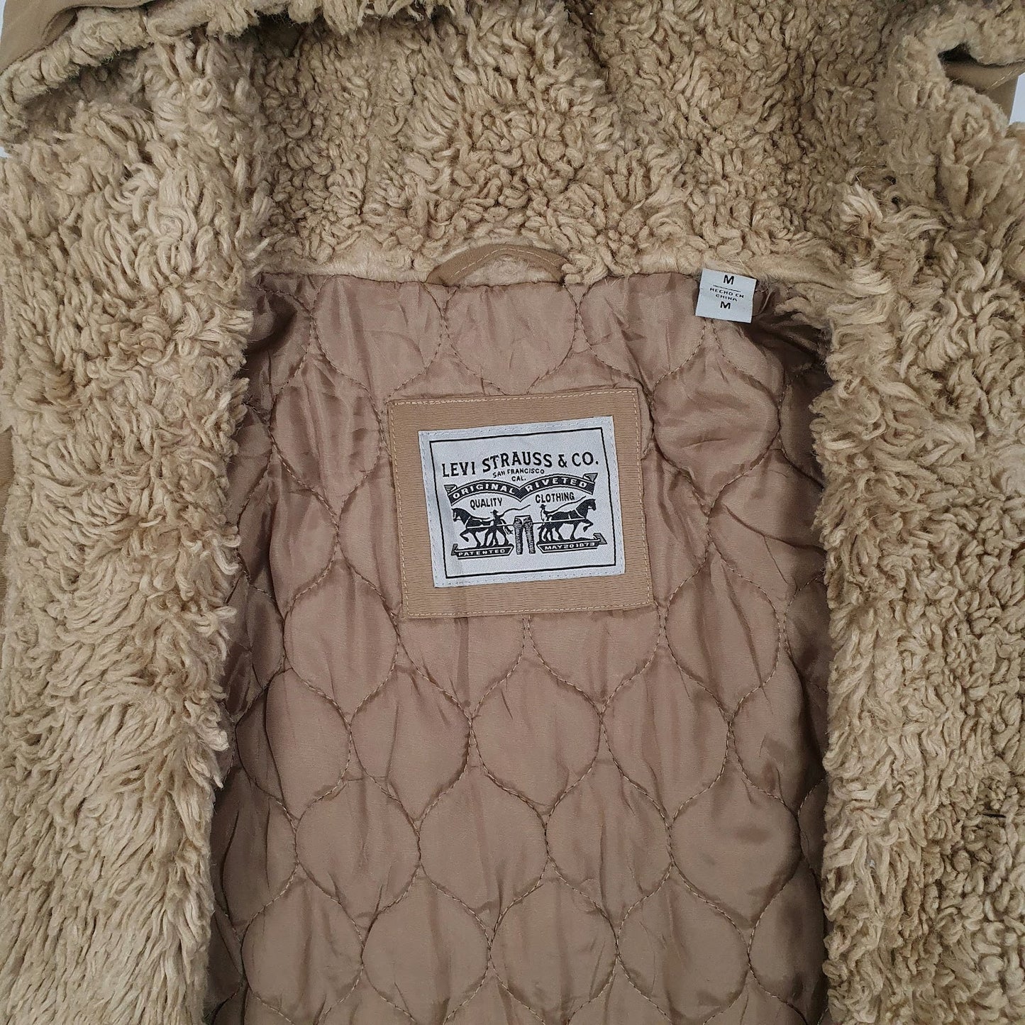 Mens Beige Levis Fishtail Padded  Coat