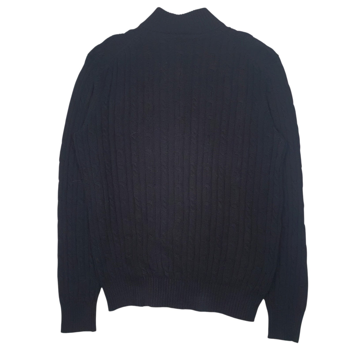 Mens Black Izod Cable Knit Quarter Zip Jumper