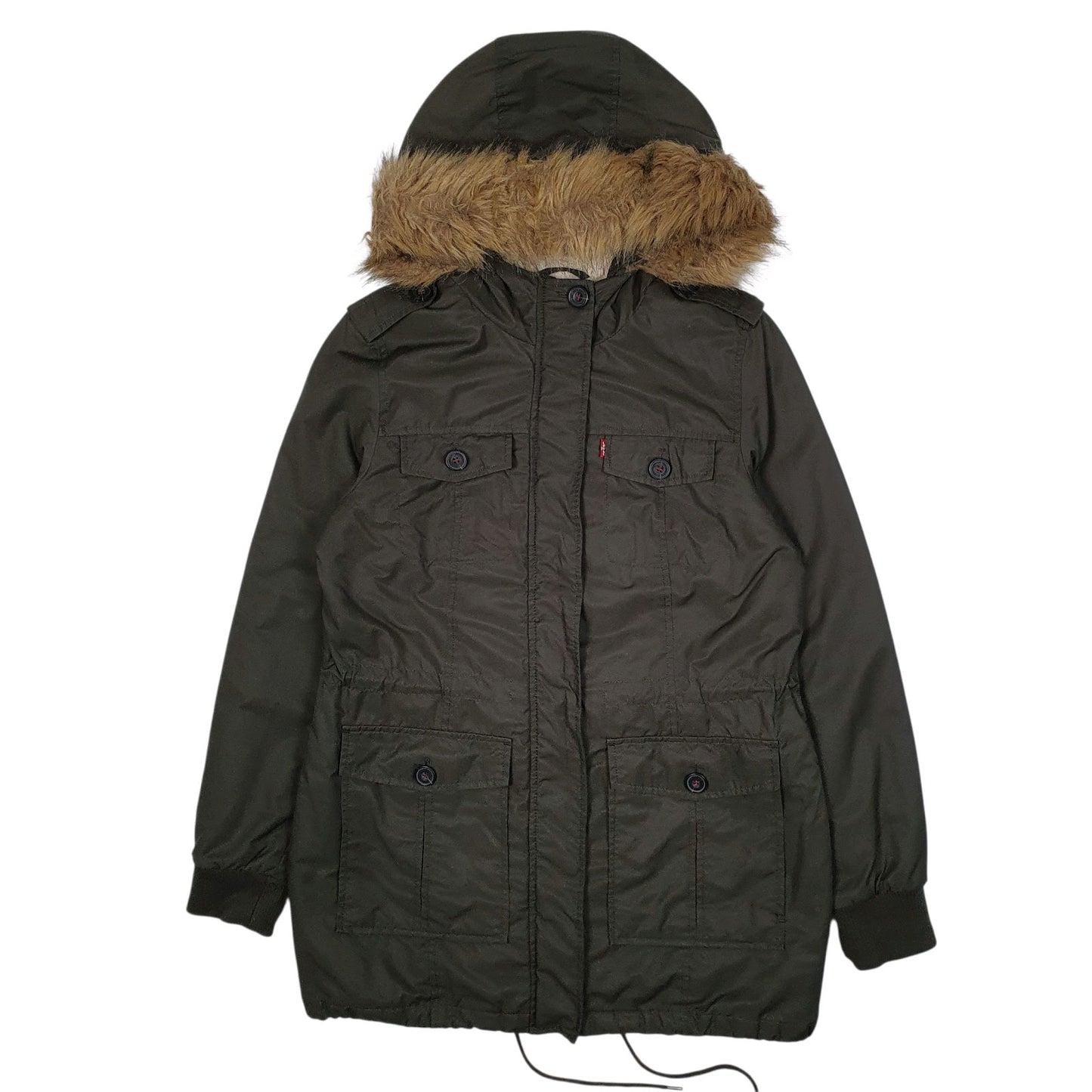 Mens Green Levis Sherpa Lined Hoodie Coat