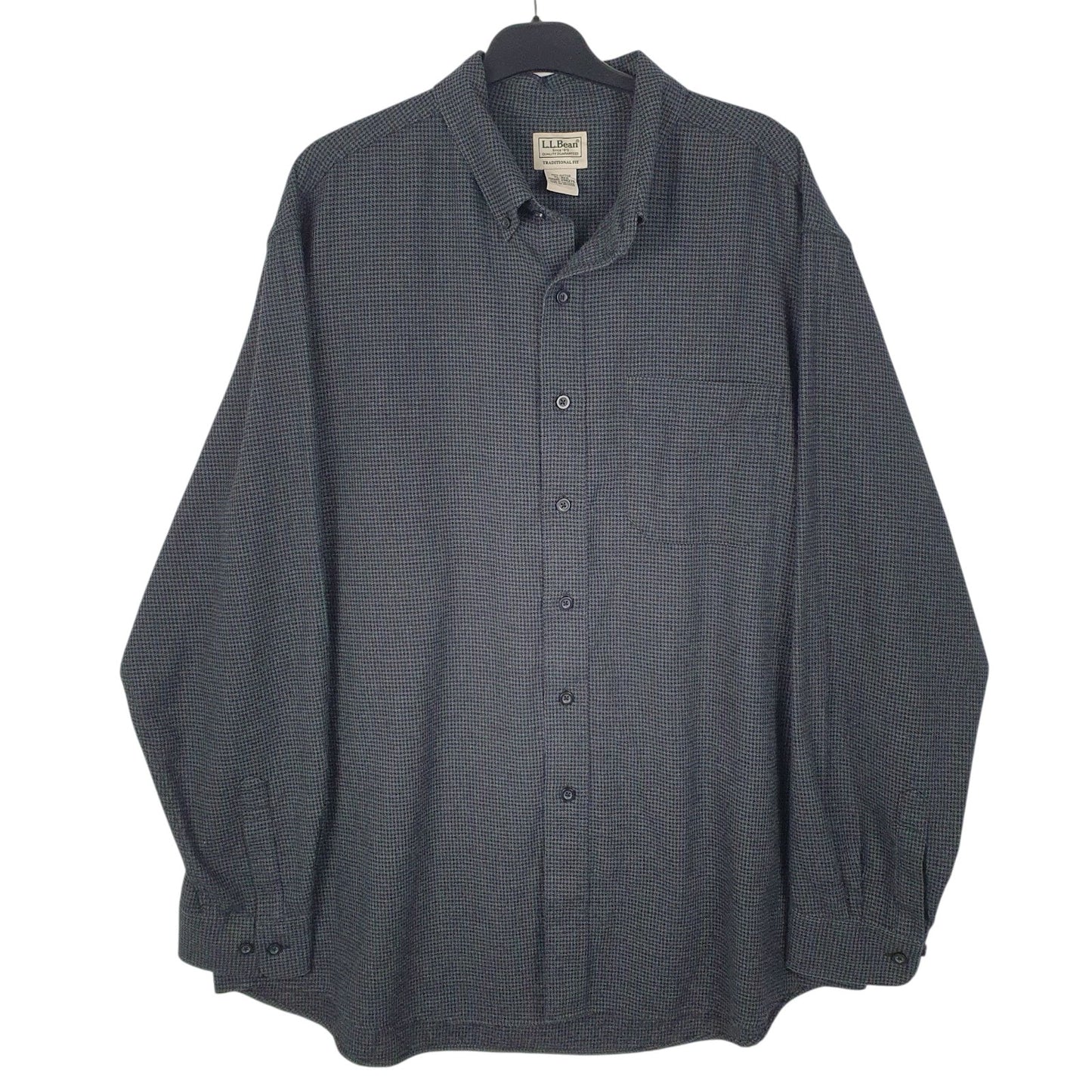 Mens Grey L.L.Bean Flannel Long Sleeve Shirt