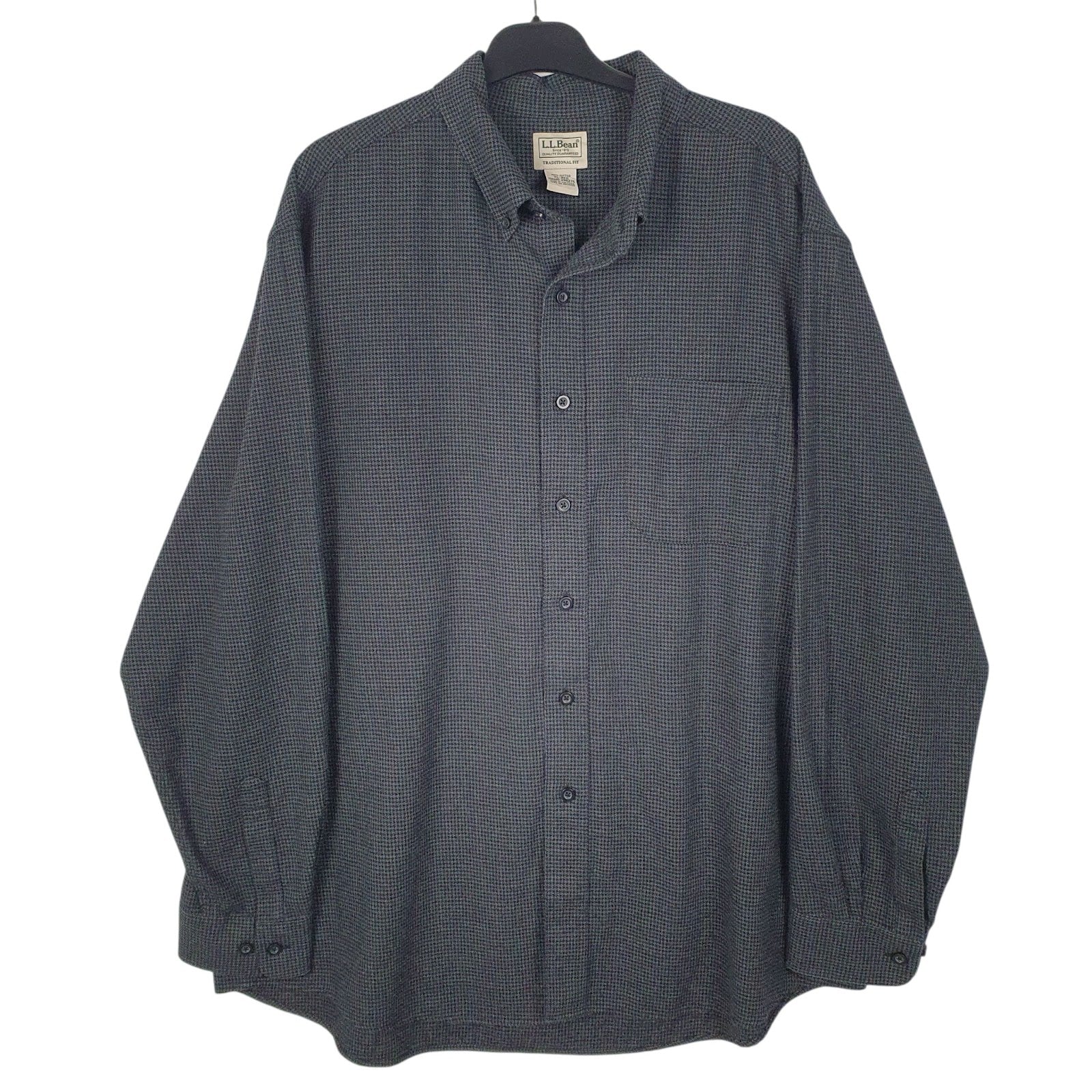Mens Grey L.L.Bean Flannel Long Sleeve Shirt