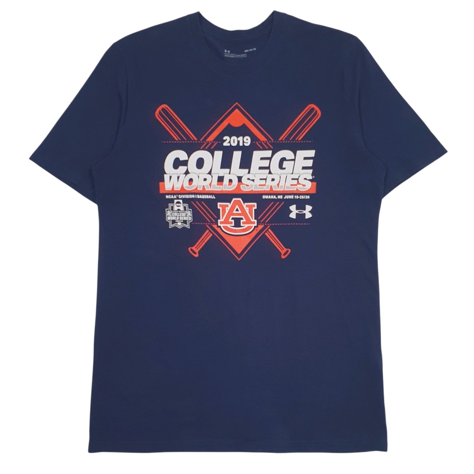 Mens Navy Under Armour NCAA College World Series Short Sleeve T Shirt