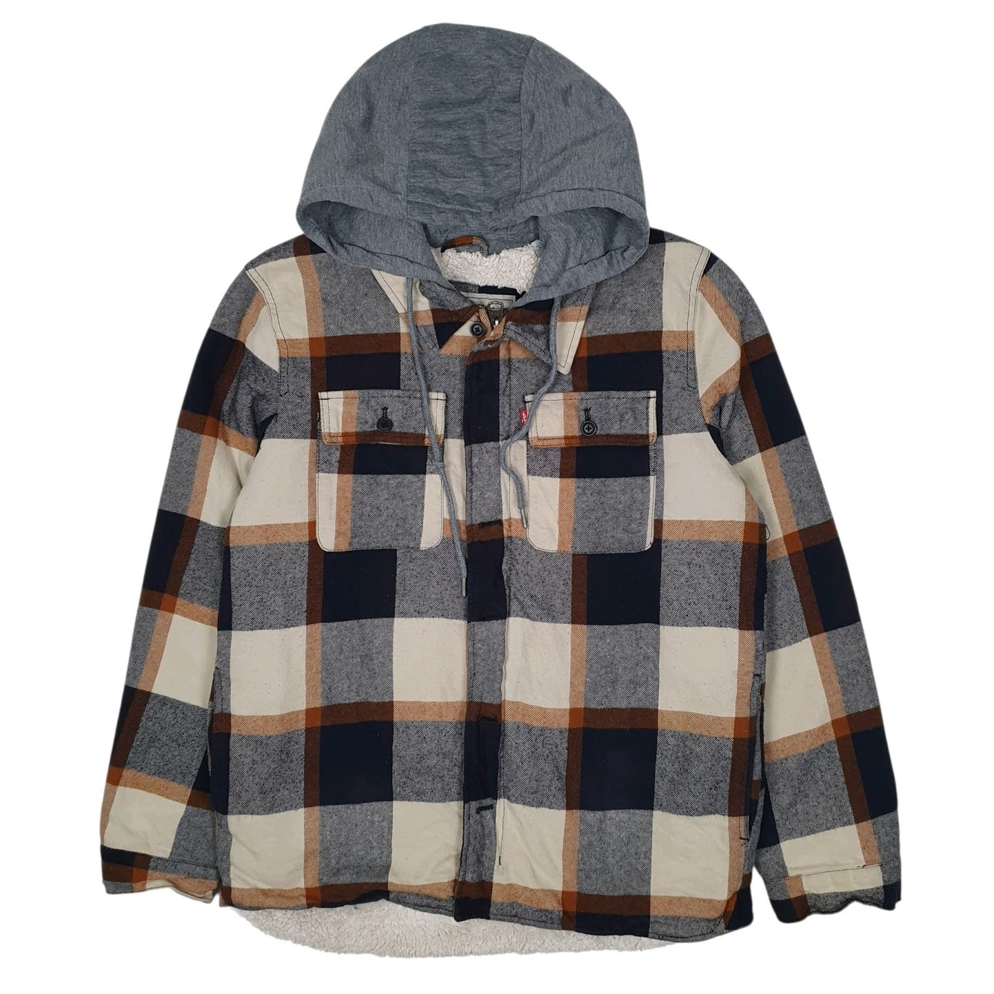 Mens Grey Levis Hoodie Sherpa Lined  Coat