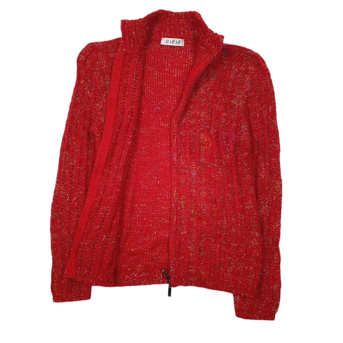 Womens Red E.W.W  Full Zip Jumper