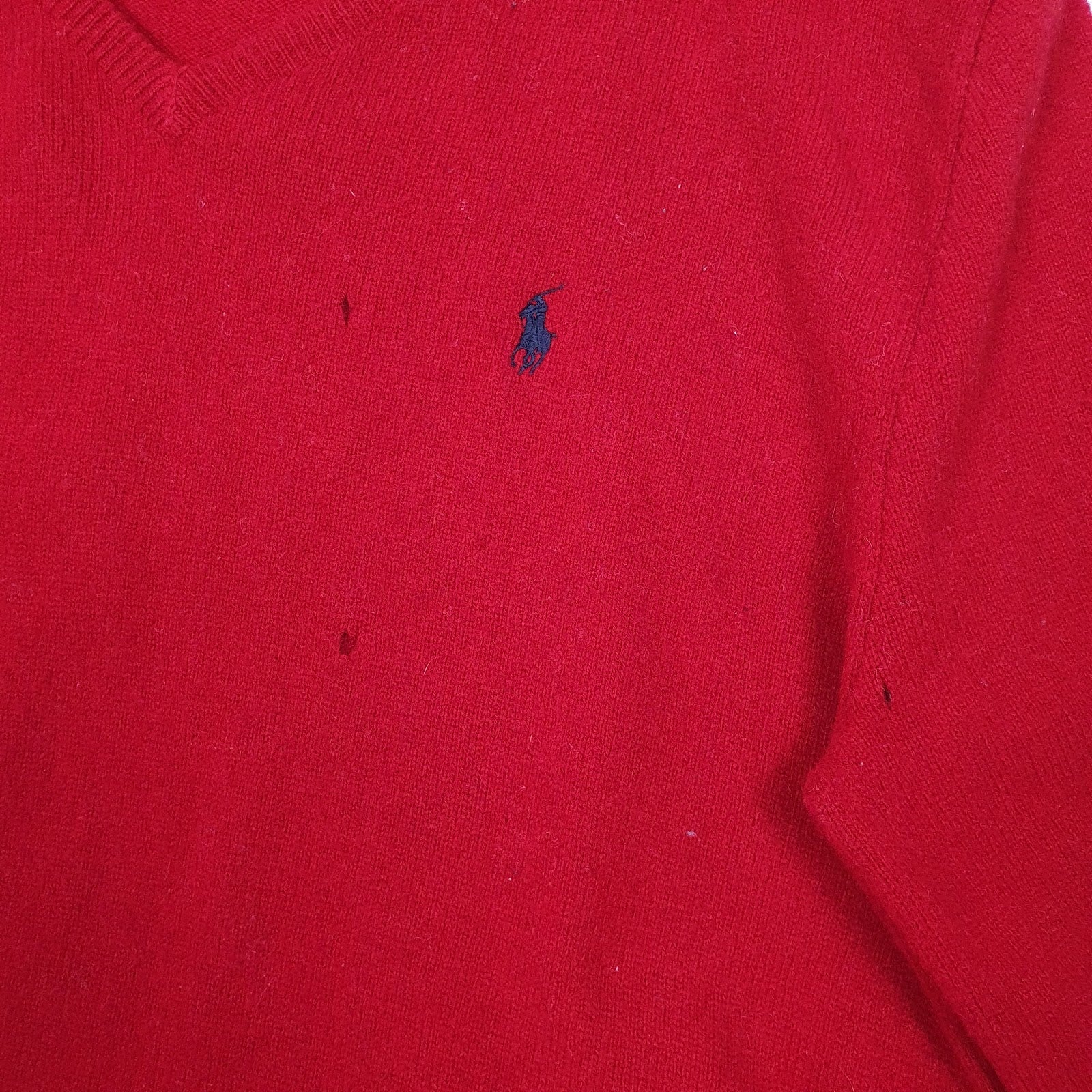 Mens Red Polo Ralph Lauren  V Neck Jumper