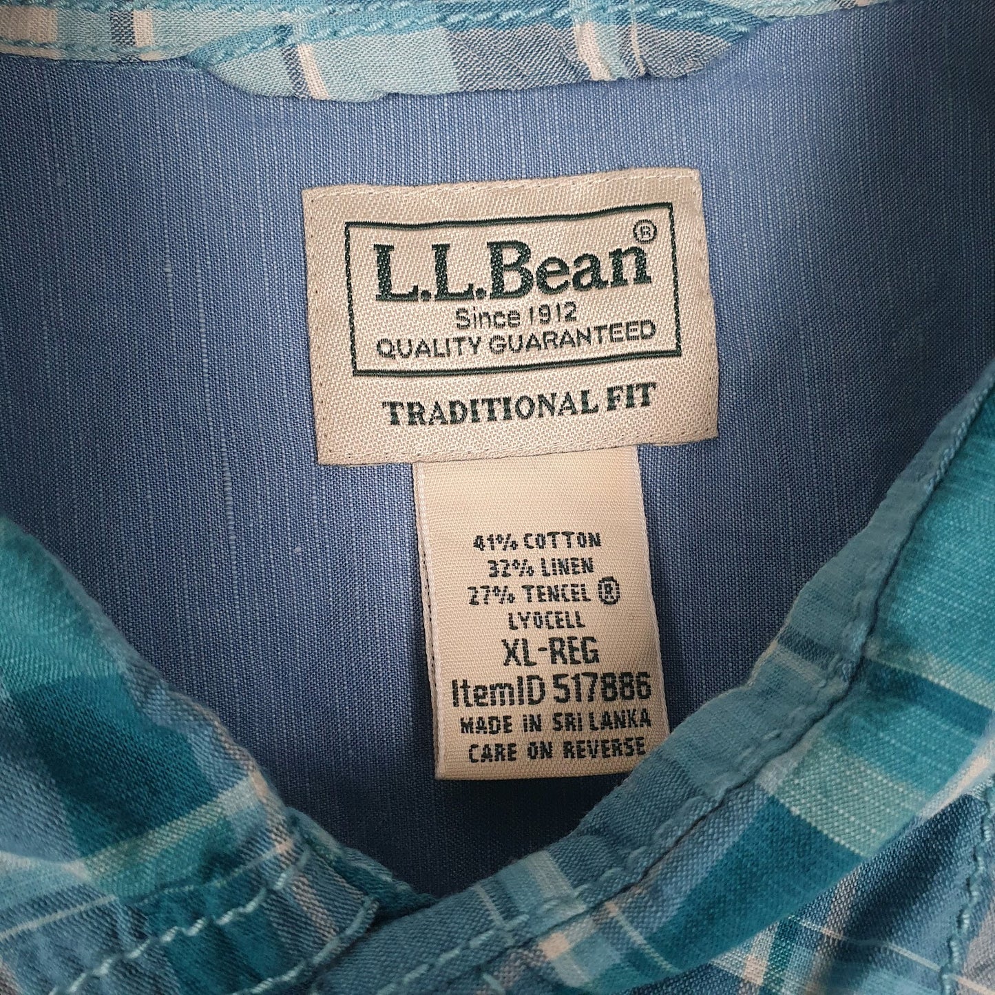 Mens Blue L.L.Bean Linen Mixture  Shirt