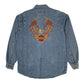 Mens Blue Harley Davidson Vintage 90s Denim  Shirt