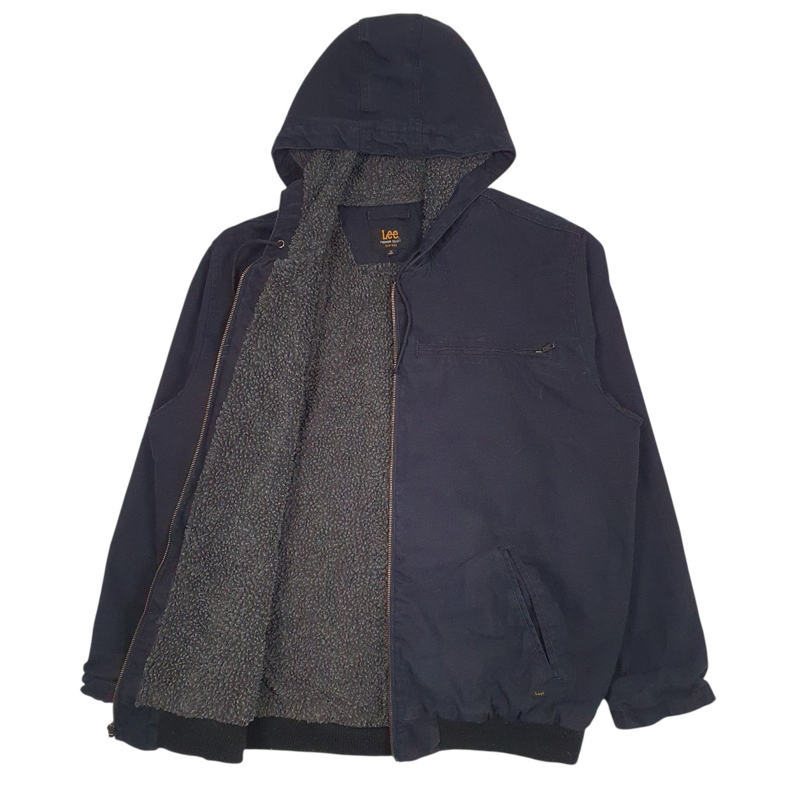 Mens Navy Lee Padded Sherpa Lined  Coat